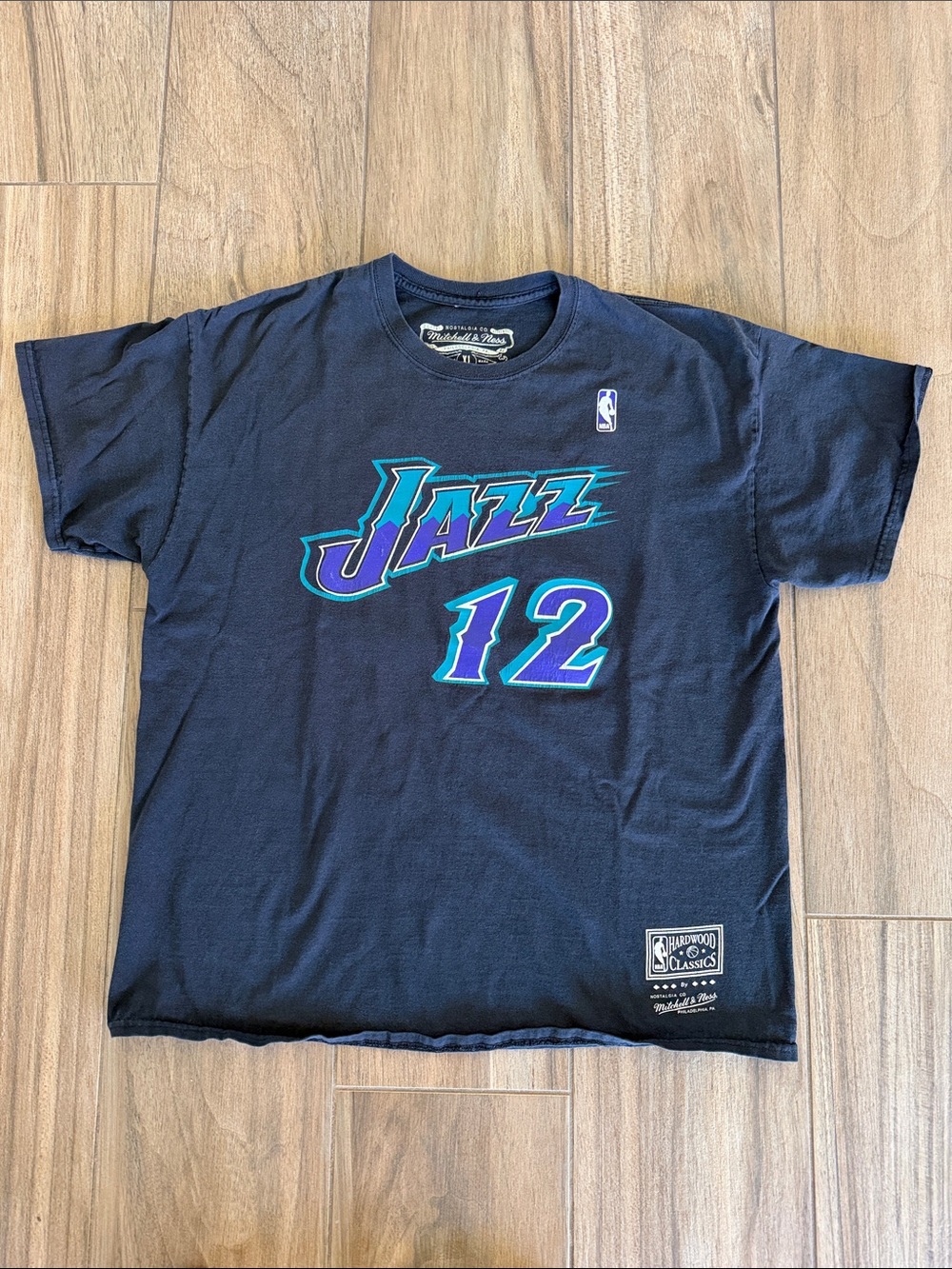 Utah Jazz John Stockton #12 NBA T-Shirt Black Unisex Adult XL Vintage